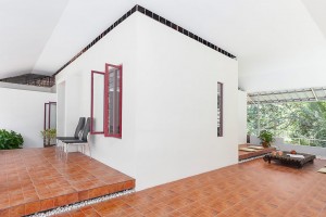 View of Poomukham : Calcium Silicate false ceiling is provided on the top, The Slits with Grills provided for the hot air to escape form the attic space is also visible