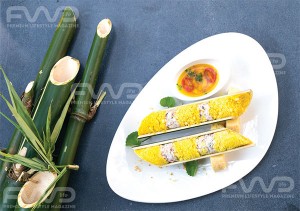 steamed Sea Food on a Bamboo Bridge with Shrimp Broth