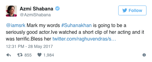 fwd life Shabana Azmi praises Suhana Khan, SRK turns proud daddy (1)