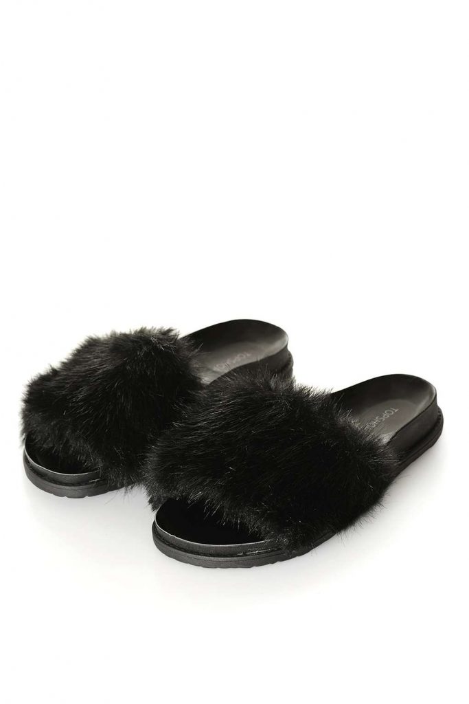 Black fur sliders