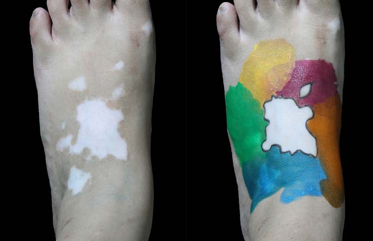 The whimsical design Kartiki drew on her feet